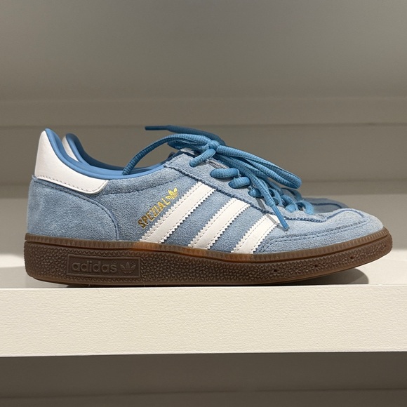 adidas Shoes - adidas Samba Suede Sneakers in Sky Blue and White with Gum Sole